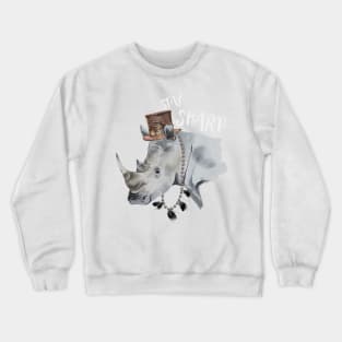 Stay Sharp Rhino Wearing Top Hat Crewneck Sweatshirt